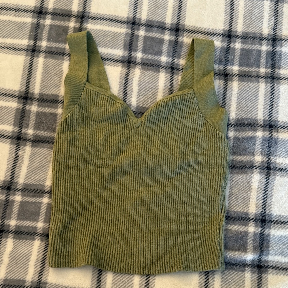 Abercrombie & Fitch Sage Green Ribbed Tank Top